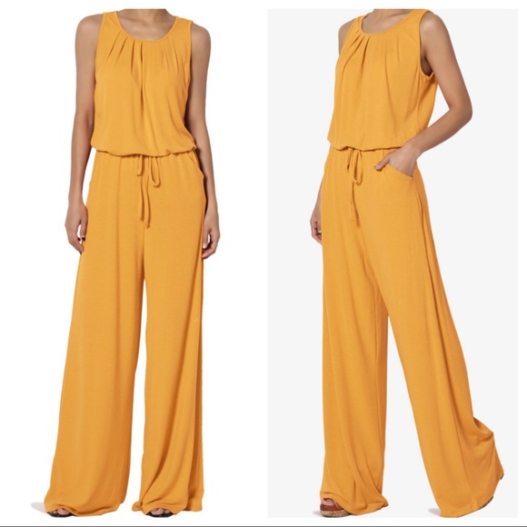 ShopEvelynne Pants - Fabulous Sage wide leg sleeveless jumpsuit pockets